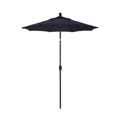 6' Round Outdoor Patio Umbrella, Aluminum with Push Button Tilt - Bronze Finish, Navy