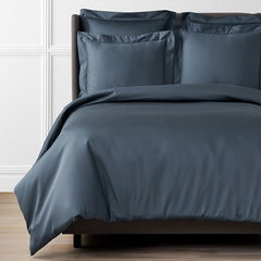Premium Smooth Supima® Cotton Wrinkle-Free Sateen Duvet Cover - Steel Blue, King/Cal. King