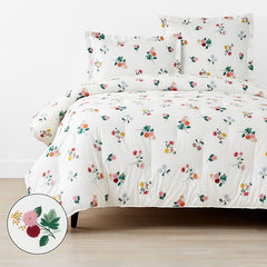 Ditsy Dahlia Classic Cool Cotton Percale Comforter - White Multi, King/Cal. King