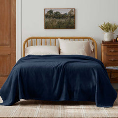 Cotton/Acrylic Fleece Blanket - Navy, Twin/Twin XL