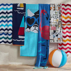 Cotton Terry Beach Towel - Flamingo