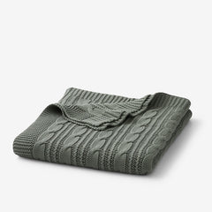 Chunky Cable Knit Throw - Khaki Green