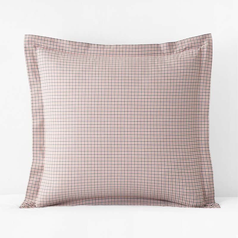 Classic Stripes and Plaids Cool Yarn-Dyed Cotton Percale Sham - Mini Check Brown, Euro
