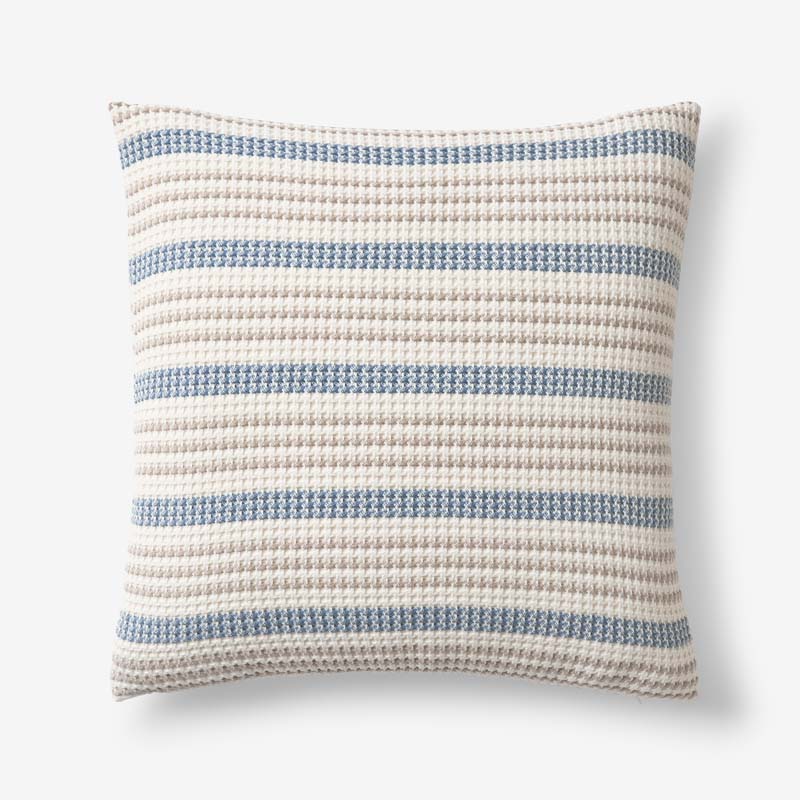 Cadence Stripe Decorative Square Pillow Cover - Blue Taupe, 20 in. x 20 in.