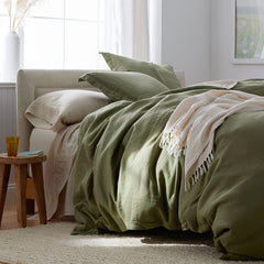 Premium Breathable Relaxed Linen Sham - Moss Green, Euro