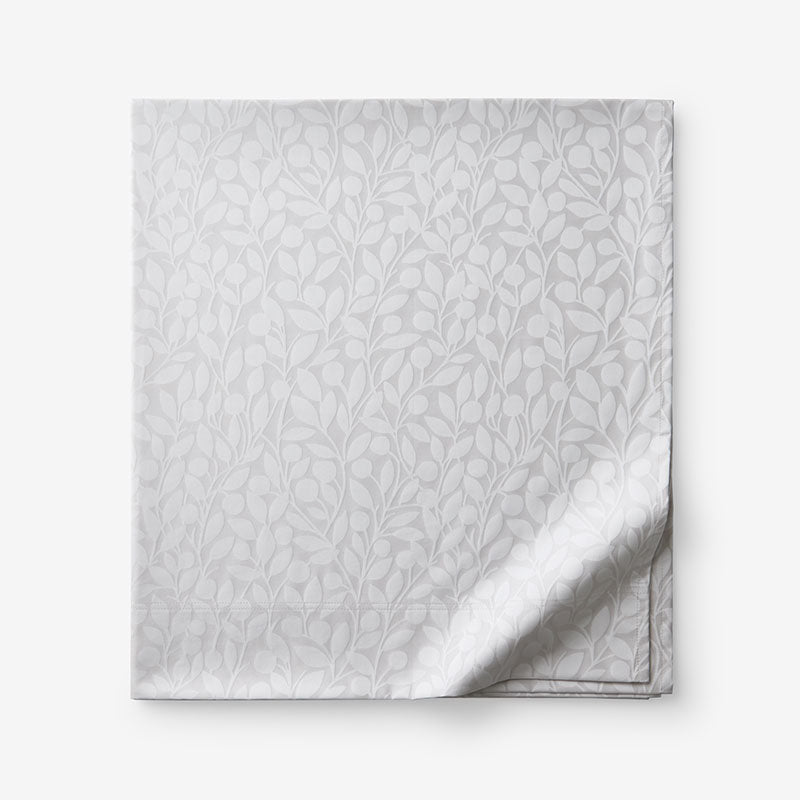 Jacquard Leaf Yarn-Dyed Premium Smooth Supima® Cotton Wrinkle-Free Sateen Flat Bed Sheet - Light Gray, Twin/Twin XL