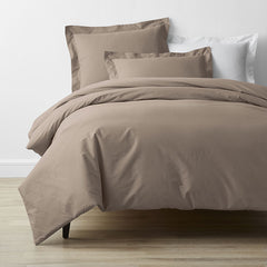 Classic Cool Cotton Percale Bed Duvet Cover - Mocha, King/Cal King