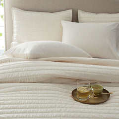Premium Smooth Wrinkle-Free Sateen Quilted Sham - Ivory, King
