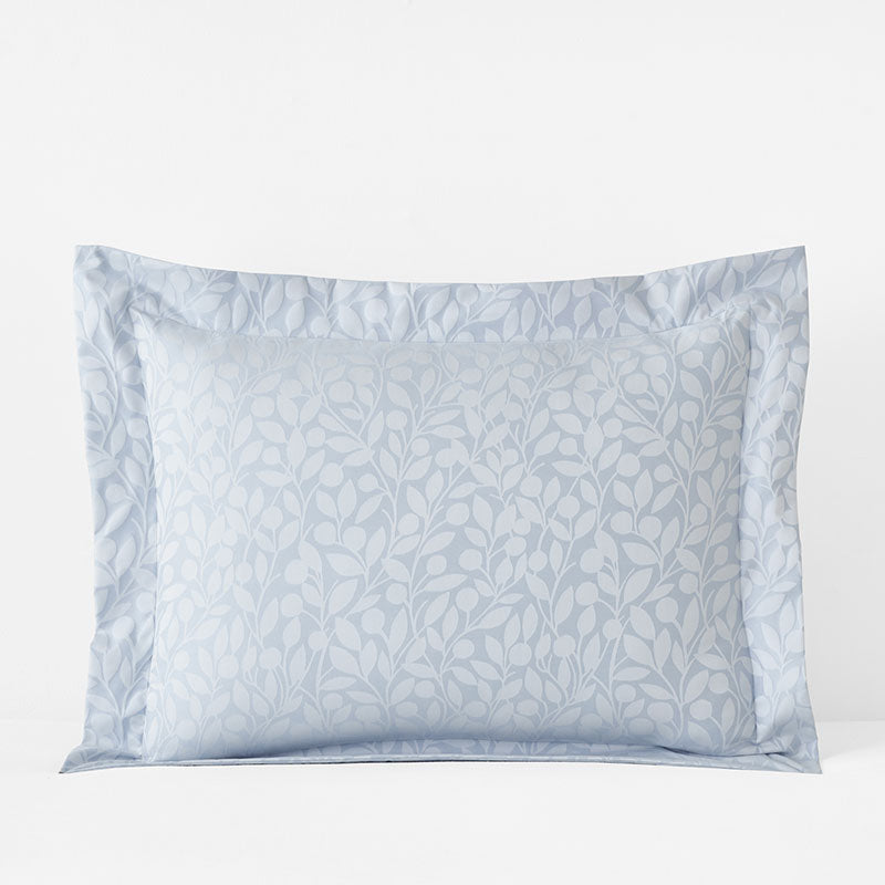 Jacquard Leaf Yarn-Dyed Premium Smooth Supima® Cotton Wrinkle-Free Sateen Sham - Blue Shadow, King