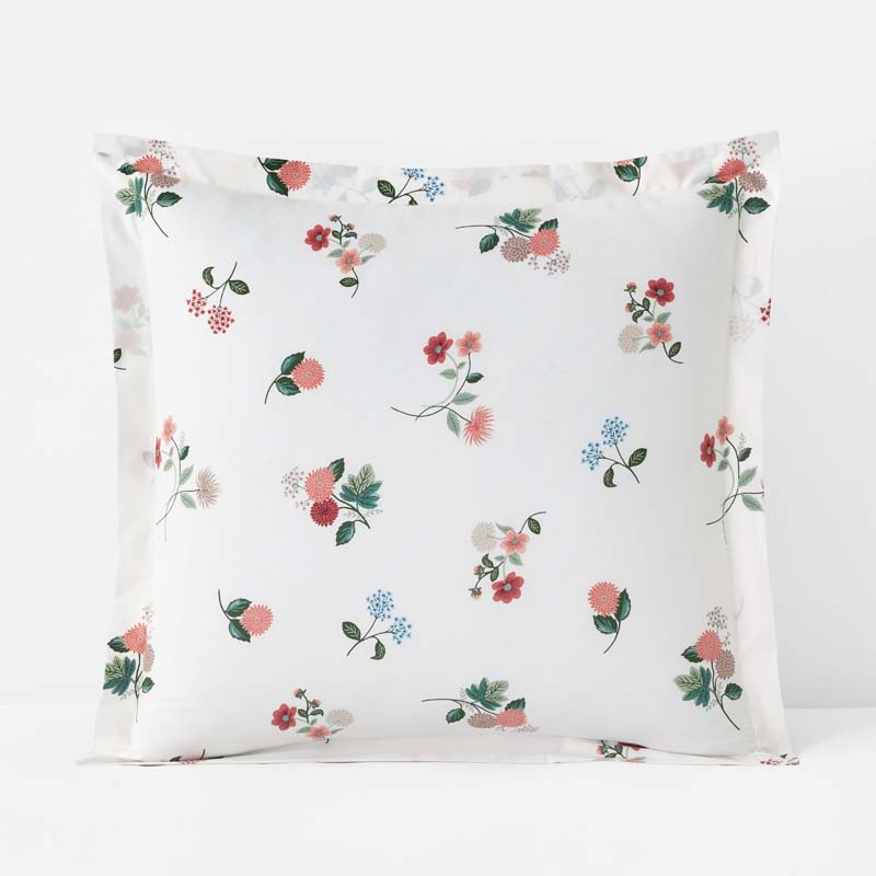 Ditsy Dahlia Classic Cool Cotton Percale Sham - Cream Multi, Euro