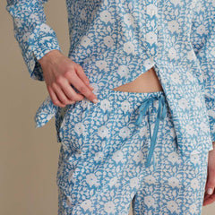 Printed Voile Women's Cropped Pajama Set - Floral Weave, XS