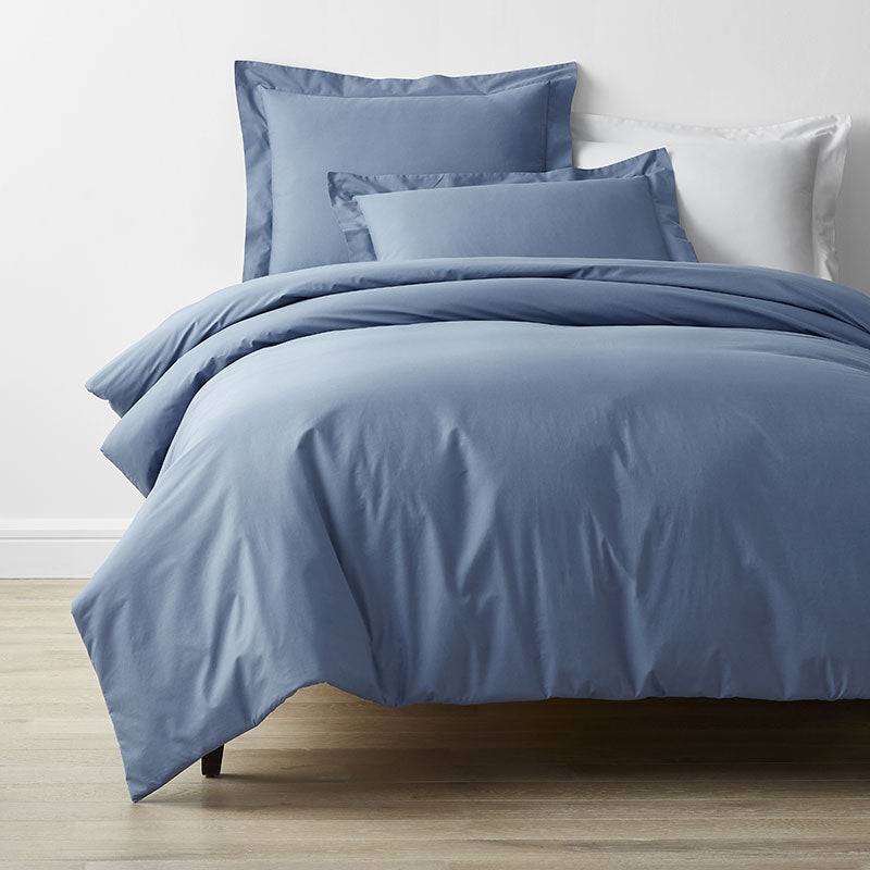 Classic Cool Cotton Percale Bed Duvet Cover - Slate Blue, Full