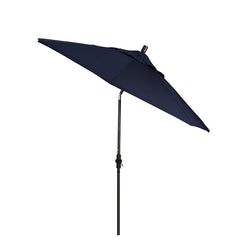 Round Outdoor Patio Umbrella, Fiberglass with Twist Tilt - Bronze Finish, Navy, 9'
