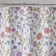 Garden Mirage Classic Cool Cotton Percale Shower Curtain - White Multi