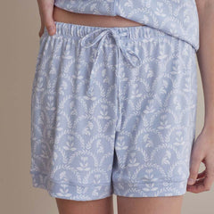 Printed Peruvian Cotton Women's Shorts Set - Bergen Blue, M