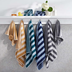 Reversible Stripe Turkish Cotton Hand Towel - Dark Honey
