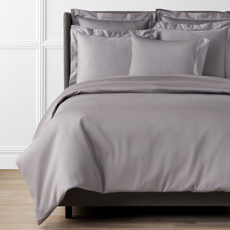 Premium Smooth Supima® Cotton Wrinkle-Free Sateen Duvet Cover - Silver, Full