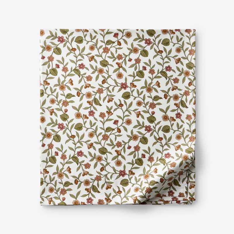 Garden Florals Premium Smooth Wrinkle-Free Sateen Flat Bed Sheet - Cream Multi, Queen
