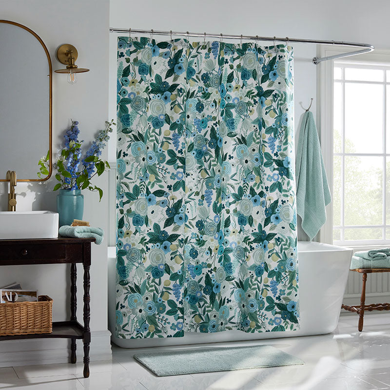 Garden Party Classic Cool Cotton Percale Shower Curtain - Teal