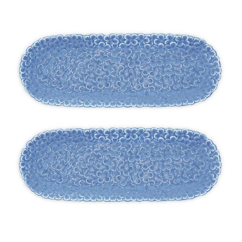 Hydrangea Serving Platters, Set of 2 - Blue