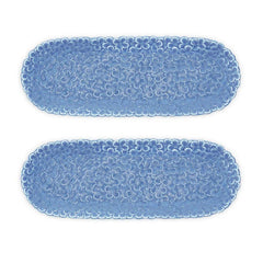 Hydrangea Serving Platters, Set of 2 - Blue