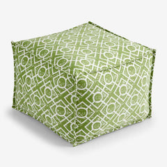 Indoor/Outdoor Pouf - Textured Fretwork Leaf Green, Medium