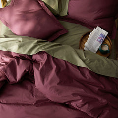 Classic Cool Cotton Percale Deep Pocket Flat Bed Sheet - Plum, Queen
