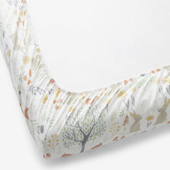 Forest Animals Classic Cool Organic Cotton Percale Fitted Crib Sheet - Ivory Multi