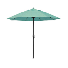 Round Outdoor Patio Umbrella, Aluminum with Auto Tilt Crank - Black Finish, Spectrum Mist, 7.5'
