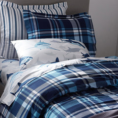 Handsome Tartan Classic Cool Organic Cotton Percale Sham - Blue Multi, Standard