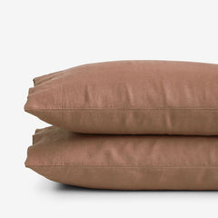 Premium Breathable Washed Linen Solid Pillowcase Set - Terracotta, King