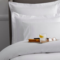 Dorset Stripe Luxe Smooth Egyptian Cotton Sateen Duvet Cover - White, Full