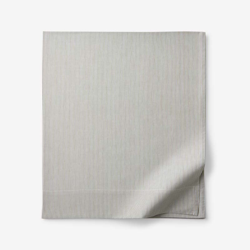 Classic Stripes and Plaids Cool Yarn-Dyed Cotton Percale Flat Bed Sheet - Stripe Green, Queen