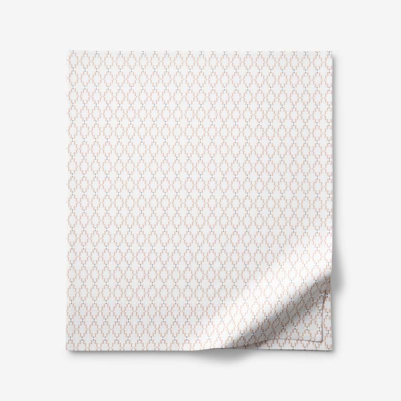 Feliciana Geo Garment Washed Cotton Percale Flat Bed Sheet - Clay, King/Cal. King