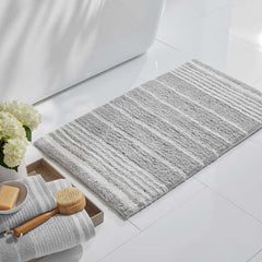Plush Spa Stripe Bath Rug - Dark Gray, 24 in. x 40 in.