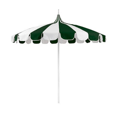 Round Two-Tone Pagoda Outdoor Patio Umbrella, Fiberglass with Push Lift - Forest Green, 8.5'