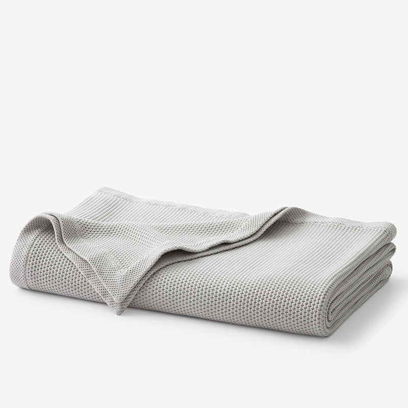 Garter Stitch Blanket - Gray, Full/Queen
