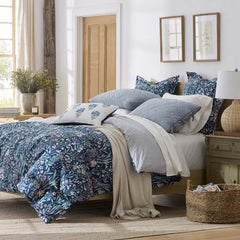 Julienne Classic Cool Cotton Percale Reversible Sham - Mini Floral Navy, Euro