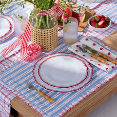 Maison Melamine Dinner Plates, Set of 4 - White/Red