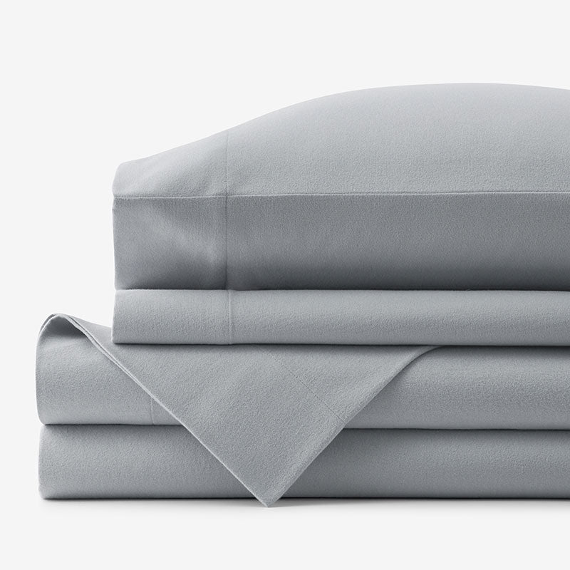 Classic Ultra-Cozy Cotton Velvet Flannel Bed Sheet Set - Slate Gray, King
