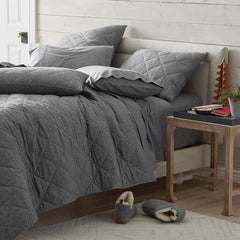 Bromley Premium Ultra-Cozy Cotton Flannel Coverlet - Smoke, Queen