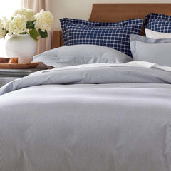 Classic Stripes and Plaids Cool Yarn-Dyed Cotton Percale Bed Sheet Set - Stripe White/Blue, Full