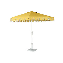 9' Round Double Scallop Outdoor Patio Umbrella, Aluminum with Auto Tilt and Crank Lift - Buttercup