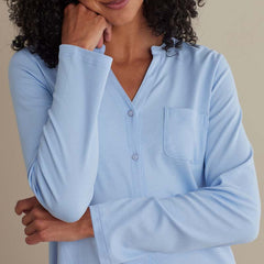 Pima Cotton Women's Button-Down Pajama Set - Periwinkle, XXL