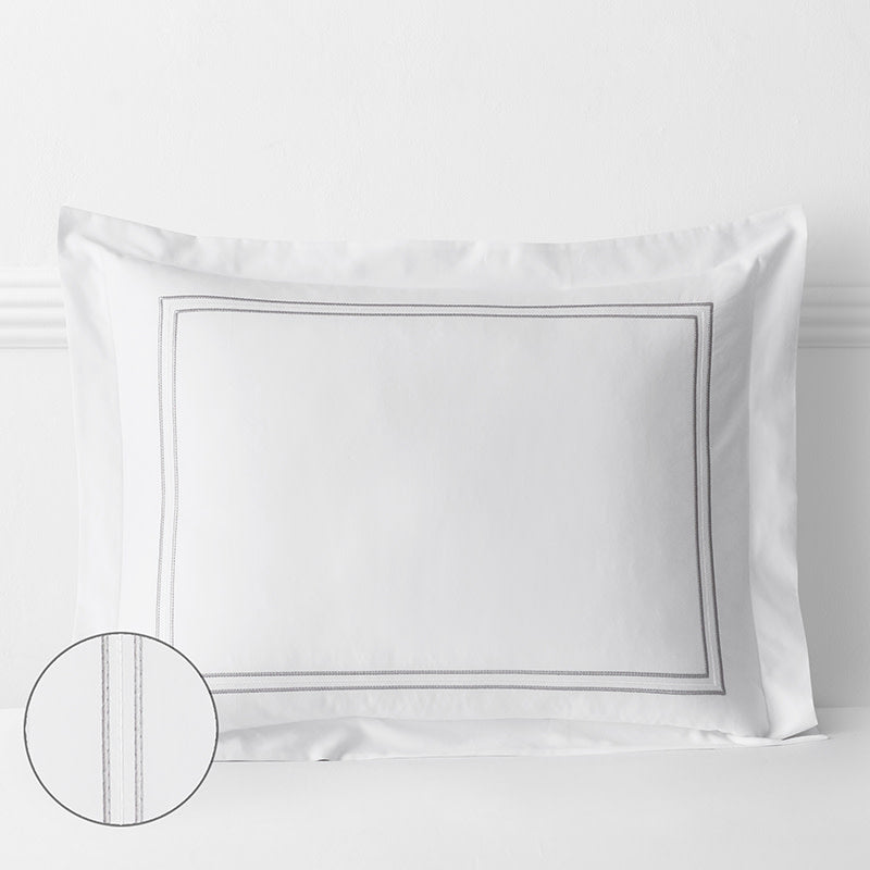 Dorset Stripe Luxe Smooth Egyptian Cotton Sateen Sham - Gray, King