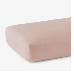 Premium Breathable Washed Linen Solid Fitted Bed Sheet - Rose Smoke, Queen