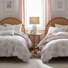 Ditsy Gingham Classic Cool Organic Cotton Percale Window Curtain - Pink, 44" x 63"