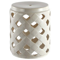 Ceramic Trellis Side Table - Cream