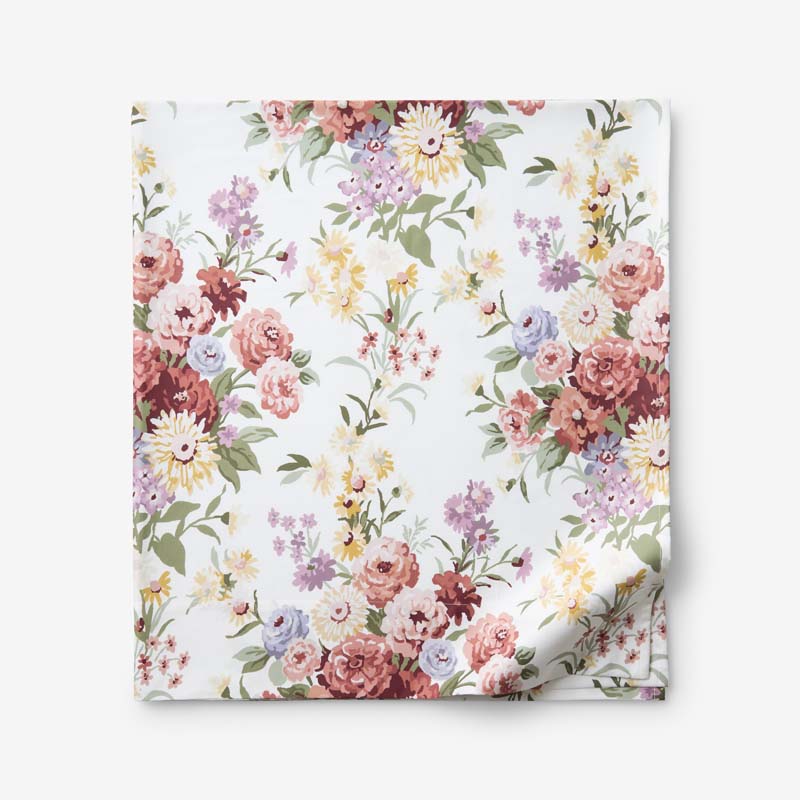 Nature's Bouquet Classic Smooth Sateen Flat Bed Sheet - Cream Multi, Full