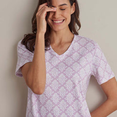 Printed Pima Cotton Women's Nightgown - Lisbon Mauve, XL